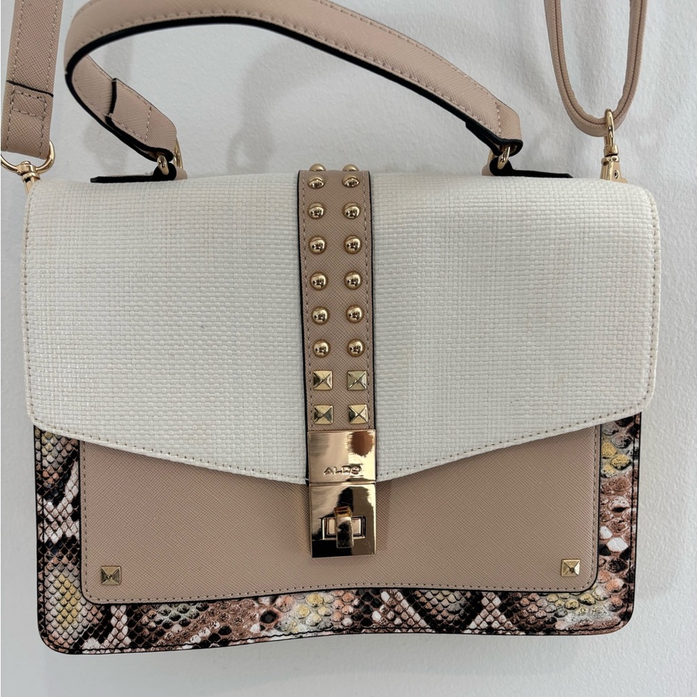 Aldo Dallamaraen Top Handle Bag Snakeskin Purse Yellow Sides/Bottom Casual